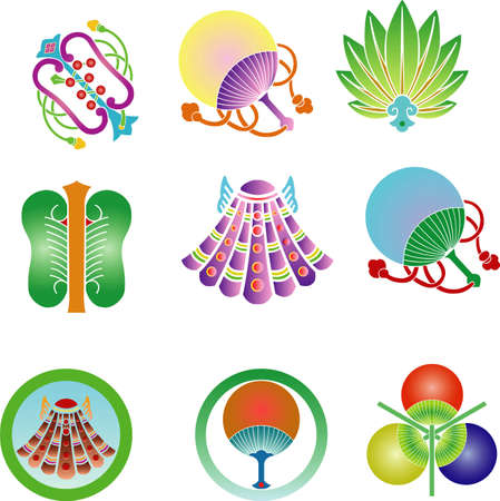 Color design and moderate and fan of family crestのイラスト素材
