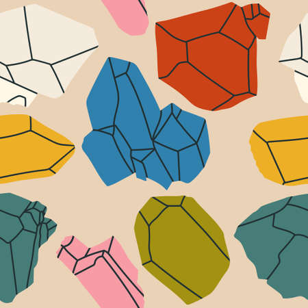 Hand drawn vector Gems seamless patternのイラスト素材