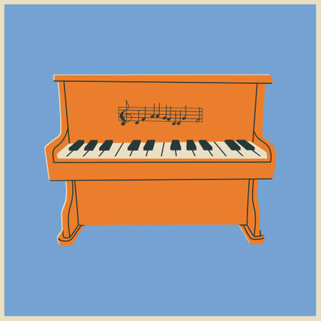 Piano hand drawn vector poster or iconのイラスト素材