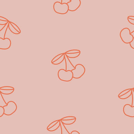 Cherry, simple vector seamless patternのイラスト素材