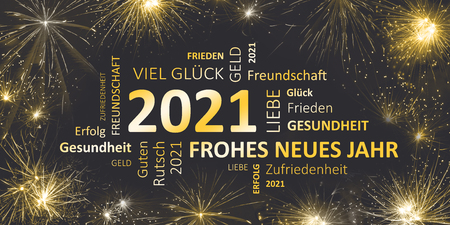 german black golden new year card with happy new year 2021の写真素材