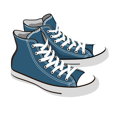 blue isolated sneakers on white backgroundのイラスト素材