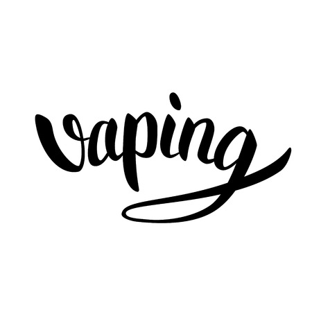 Vaping hand-drawn lettering black on white background.のイラスト素材