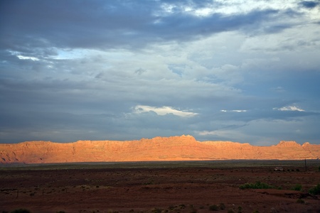 Echo Cliffs with dramatic sky at sunset near Great Canyonの写真素材