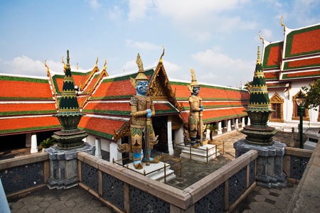 famous temple Phra Sri Ratana Chedi covered with foil gold in the inner Grand Palace
