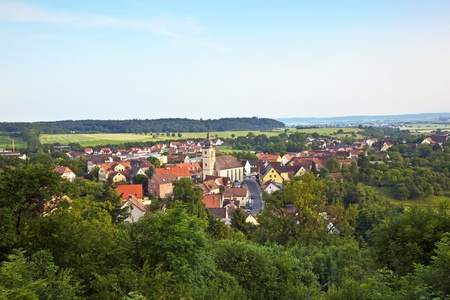 view to romantic village of Shillingsfuerst on "romantic street" in Bavariaの写真素材