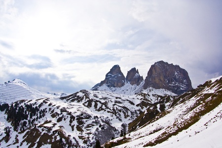 Italy, Dolomite mountains, Sella passの写真素材