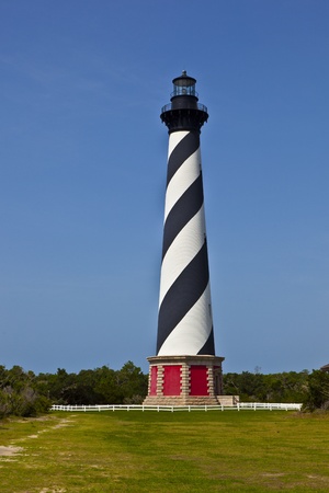 Cape Hatteras Lighthouse in Buxton on Hatteras Island on the Outer Banks of North Carolinaの写真素材