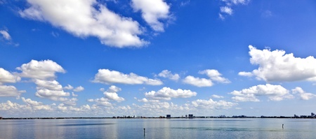 skyline of Miami with oceanの写真素材