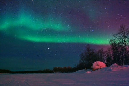 Northern lights (aurora borealis) display near Kaamanen, Finland
