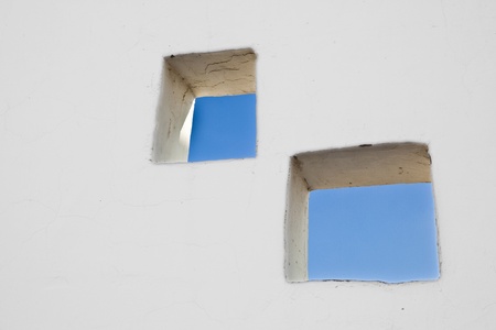 window with sky at wall in harmonyの写真素材