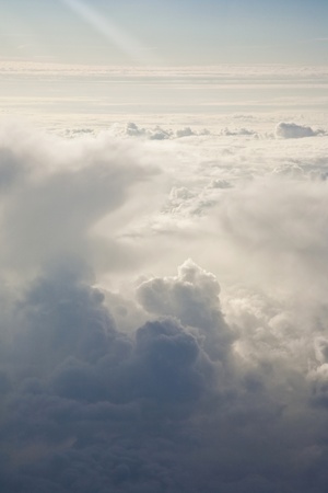 sky with clouds seen from aircraftの写真素材