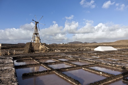 Salt refinery, Saline from Janubio, Lanzarote, Spainの写真素材
