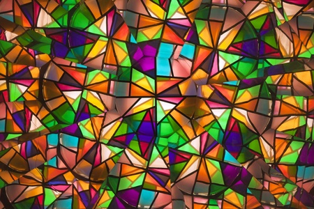beautiful colored glass windows with asymetric pieces of different colorsの写真素材