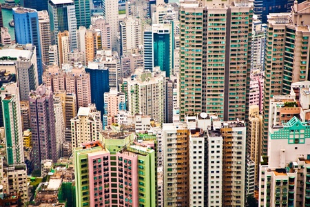 A Panoramic Skyline of Hong Kong City from the Peak