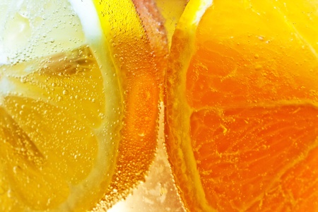 sliced orange fruits in detailの写真素材