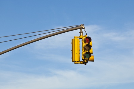 red traffic light in New Yorkの写真素材