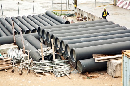 tubes at a building lot for water supply