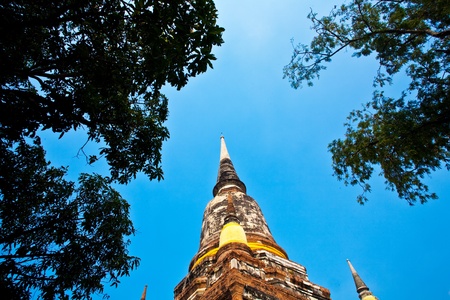 Buddha statues at the temple of Wat Yai Chai Mongkol in Ayutthaya near Bangkok, Thailandの写真素材