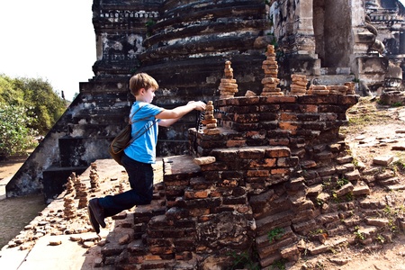 famous temple area Wat Phra Si Sanphet, Royal Palace in Ajutthayaの写真素材