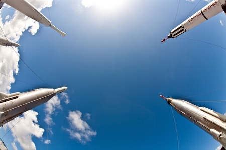 ORLANDO, USA - JULY 25: The Rocket Garden at Kennedy Space Center features 8 authentic rockets from past space explorations on July 25, 2010 in Orlando, USA.のeditorial素材