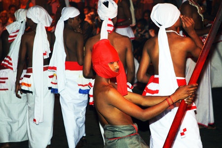 CANDY, SRI LANKA  - August 12: torchbearer  participate the festival Pera Hera in Candy to celebrate the tooth of Buddha  August 12,2005, Candy, Sri Lankaのeditorial素材