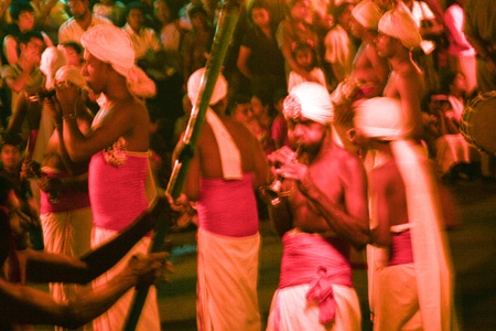 CANDY, SRI LANKA  - August 12: musicians are participating the festival Pera Hera in Candy to celebrate the tooth of Buddha  August 12,2005, Candy, Sri Lankaのeditorial素材