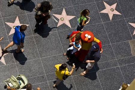 HOLLYWOOD, LOS ANGELES - JULY 5: people passing the walk of fame in Hollywood on a sunny day on July 5,2008, Los Angeles, USAのeditorial素材