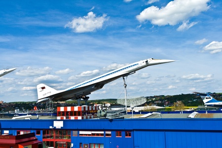 SINSHEIM, GERMANY - MAY 05: supersonic aircraft  Tupolev TU-144 in the museum in Sinsheim  on May 05, 2008 in Sinsheim, Germany.のeditorial素材