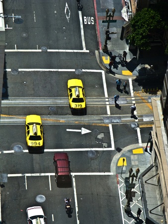 SAN FRANCISCO, USA - JULY 24: view from rooftop to the streets of San Francisco in the afternoon on...