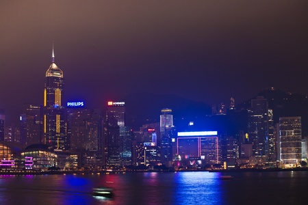 KOWLOON, HONGKONG - January 07: view after Hong Kong Harbor Laser Show to Skyline of Victoria by night  January 07,2010, Kowloon, Hongkongのeditorial素材