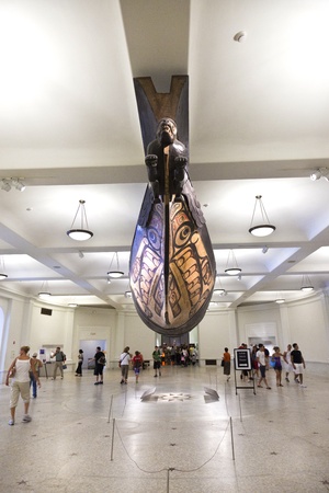 NEW YORK - JULY 8: The American Museum for National History in Newe York holds a large collection of dinosaur skeletons and praehistoric also human exhibits from all over the world.  Open for public at July 8,2010, New York,  USA.のeditorial素材