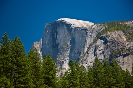 famous rock formation half Dome  in the romantic valley of yosemite park