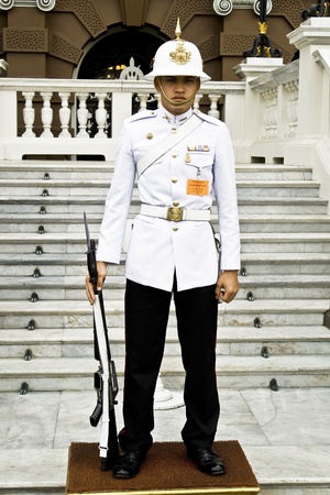 Bangkok, Thailand, Grand Palace - December 12, 2007: Parade of the kings Guards, in the Grand Palace, Changing the Guardのeditorial素材