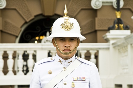 Bangkok, Thailand, Grand Palace - December 12, 2007: Parade of the kings Guards, in the Grand Palace, Changing the Guardのeditorial素材