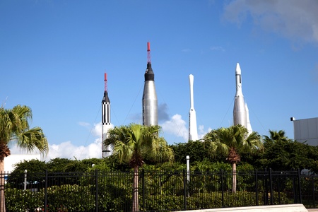 ORLANDO, USA - JULY 25: The Rocket Garden at Kennedy Space Center features  authentic rockets from past space explorations on July 25, 2010 in Orlando, USA.のeditorial素材