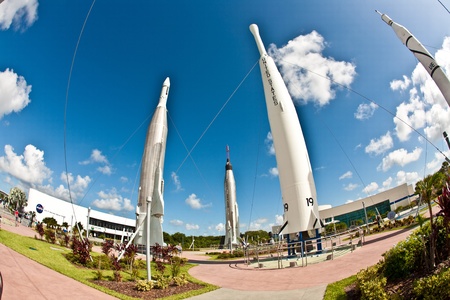 ORLANDO, USA - JULY 25: The Rocket Garden at Kennedy Space Center features 8 authentic rockets from past space explorations on July 25, 2010 in Orlando, USA.のeditorial素材