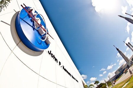 ORLANDO, USA - JULY 25: The Rocket Garden at Kennedy Space Center features 8 authentic rockets from...