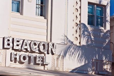 MIAMI BEACH, USA - JULY 31: midday view at Ocean drive on July 31,2010 in Miami Beach, Florida. Art Deco architecture in South Beach is one of the main tourist attractions in Miami.のeditorial素材
