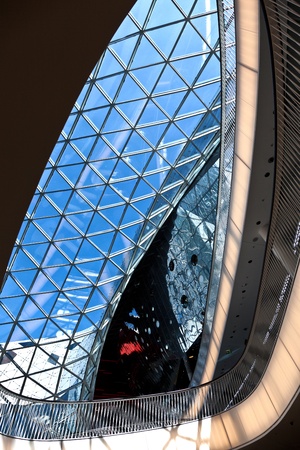 FRANKFURT, GERMANY - AUGUST 21: modern architecture in the newly inaugurated Shopping center myzeil by architect Massimiliano Fuksas symbolizes a dried river, afternoon light on August, 21, 2010 in Frankfurt, Germany.のeditorial素材
