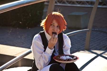 FRANKFURT, GERMANY - OCTOBER 10: public day for Frankfurt Book fair, colorful people made up as Mangas meet at the bookfair on October 10, 2010 in Frankfurt, Germany.のeditorial素材
