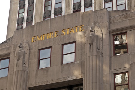 NEW YORK, USA - JULY 11: view to the golden letters in the afternoon to the entrance of the  Empire State Building on July 11, 2010 New York, USAのeditorial素材