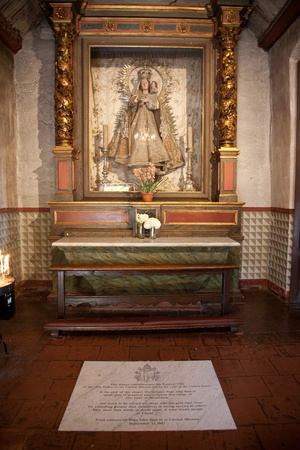Carmel Mission "San Carlos Borromeo" , Carmel, california, interior, pope Paul II was worshiping the holy mariaの写真素材