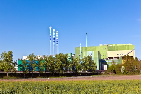 Industry park with silo and chimneyのeditorial素材