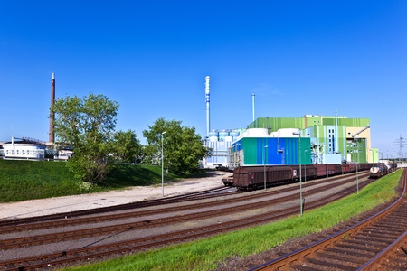 Industry park with silo and chimney