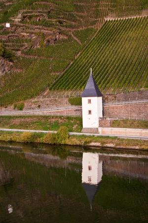 old ferry house at the river Mosel near Trittenheimの写真素材