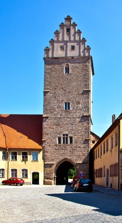 Noerdlinger gate  in famous old romantic medieval town of Dinkelsbuehl in Bavaria, Germany.のeditorial素材