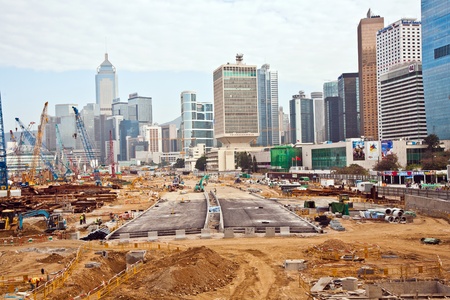VICTORIA, HONGKONG - JANUARY 09: view to the road construction sites near  the harbor of Victoria on January 09,2010, Victoria, Hongkong.のeditorial素材