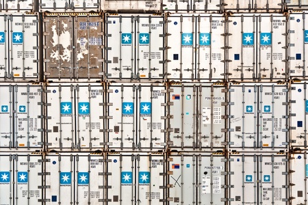 MAINZ, GERMANY - JANUARY 1: container in famous container harbor in Winter on January, 1, 2010 in...
