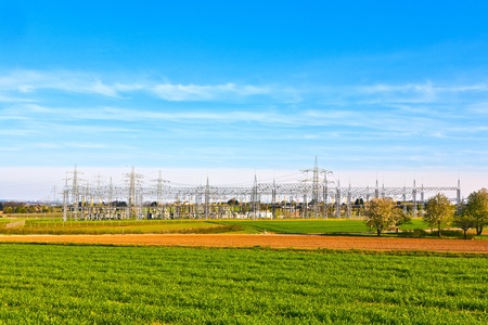electrical transformator station in landscape